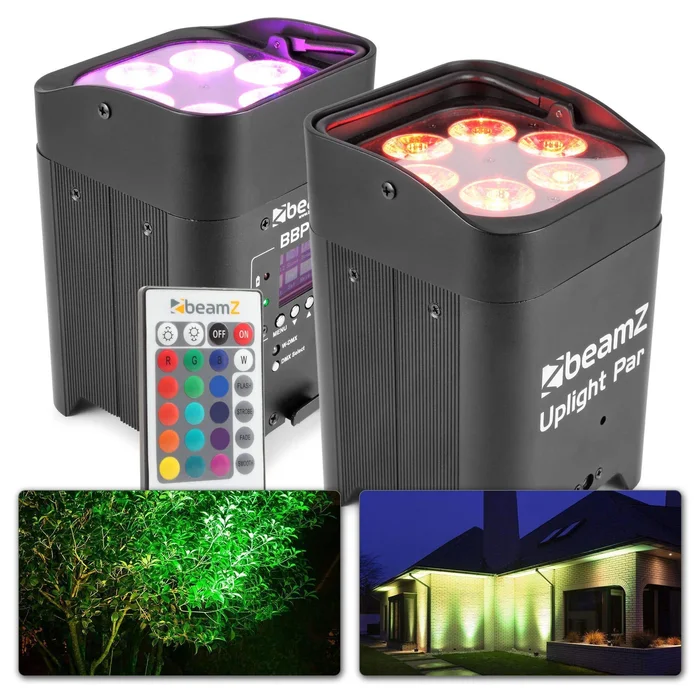 BeamZ BBP96 – Lot de 2 Projecteurs PAR LED sur Batterie Longue Durée RGBAW-UV DMX – 72 Watts
