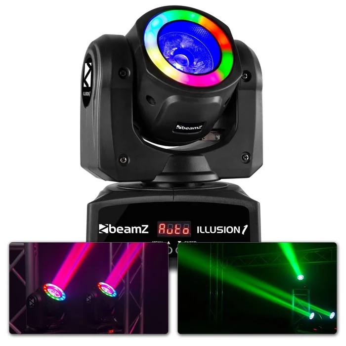 BeamZ Illusion I – Lyre Beam avec Anneau LED 60W, DMX, Couleurs RGBW