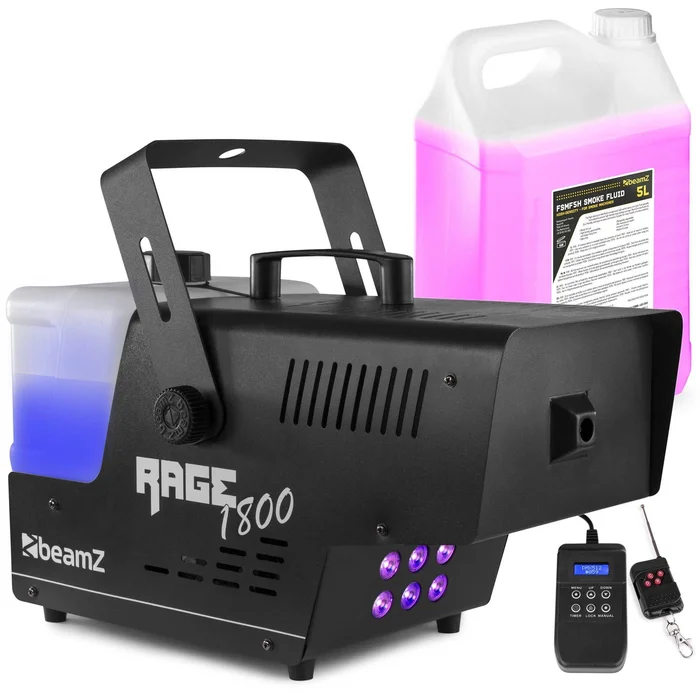 BeamZ RAGE1800LED Machine à Fumée avec 5 Litres de Liquide