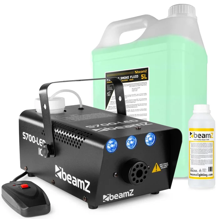 BeamZ S700LED &lsquo;ICE&rsquo; Machine à Fumée avec Liquide de Nettoyage et de Fumée – 700W