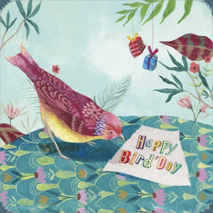 Carte bords arrondis izou « happy bird’day » bar157
