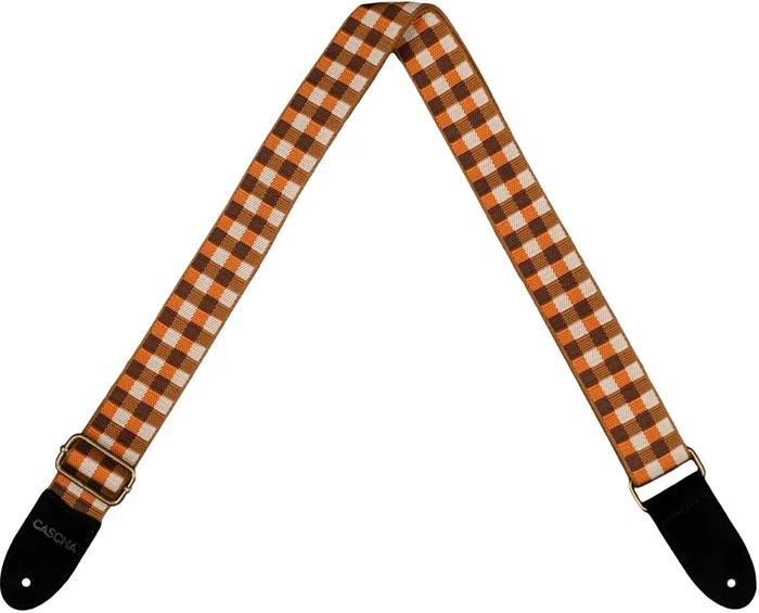 Cascha CUS-JW4 Jacquard Sangle pour Ukulélés Checkered Orange