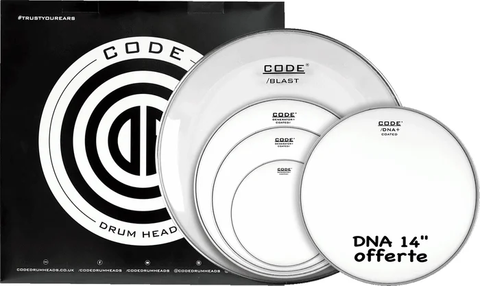 Code Drum Head Full Pack GENERATOR Sablée 10/12/14/20 + 14″ DNA Sablée