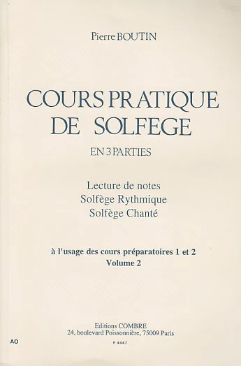 Combre Boutin Pierre – Cours Pratique De Solfege En 3 Parties Vol.2