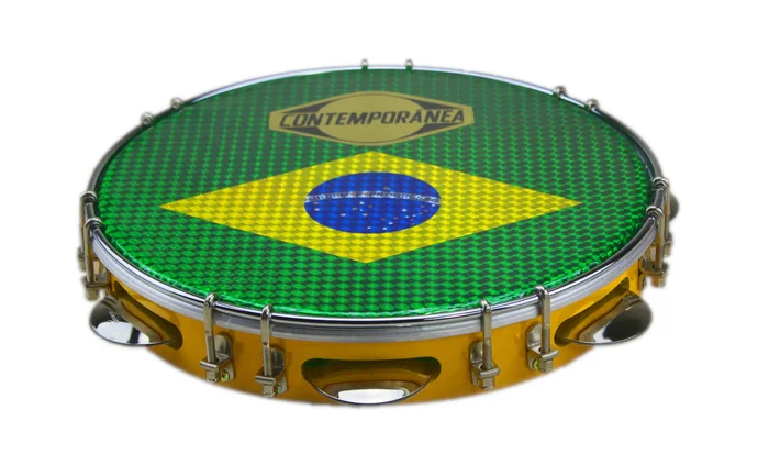 CONTEMPORANEA C-PL10-01y Pandeiro 10&Prime; Drapeau Brésil – Yellow