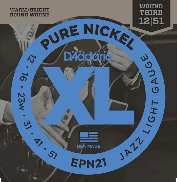 D’ADDARIO AND CO EPN21 Pure Nickel Jazz Light 12-51