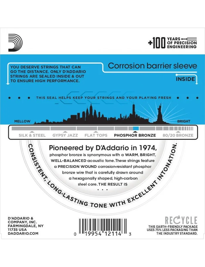 D’Addario EJ16 cordes acoustiques phosphore bronze 12/53 – Image 2