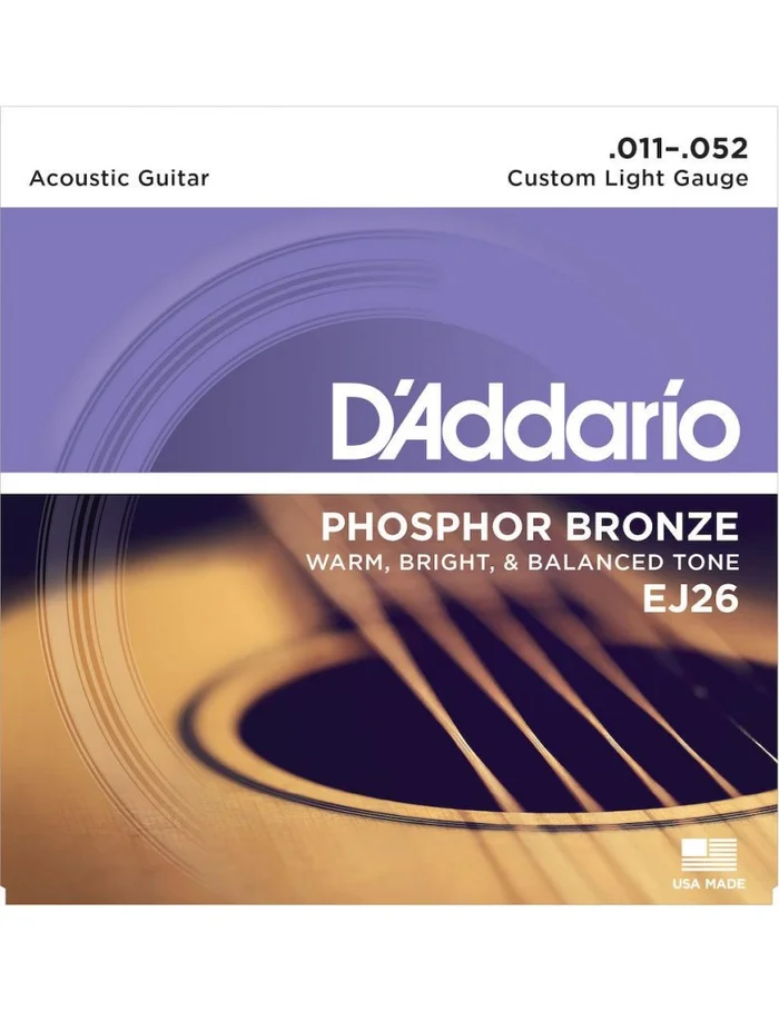 D&rsquo;Addario EJ26 cordes acoustiques phosphore bronze 11/52