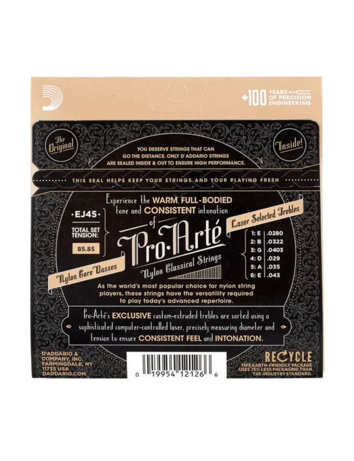D’Addario EJ45 Pro Arté Cordes Classiques Nylon Normal – Image 2