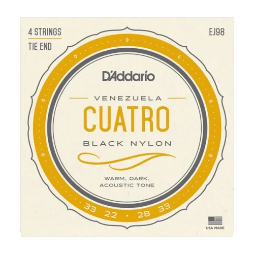 D&rsquo;ADDARIO EJ98 VENEZUELAN CUATRO BLACK NYLON