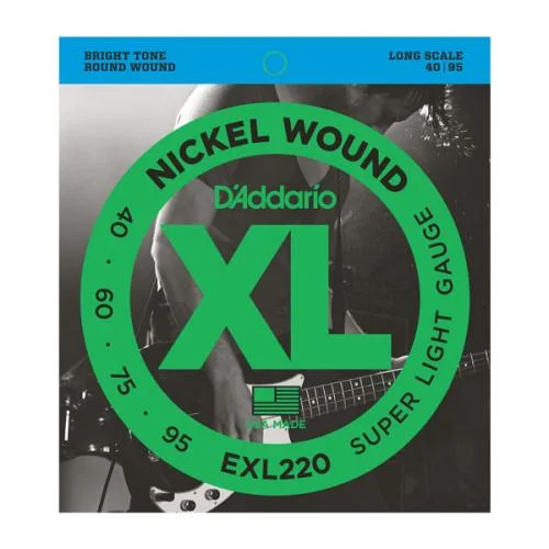 D&rsquo;ADDARIO EXL220 NICKEL WOUND BASS SUPER LIGHT 40/95 LONG SCALE