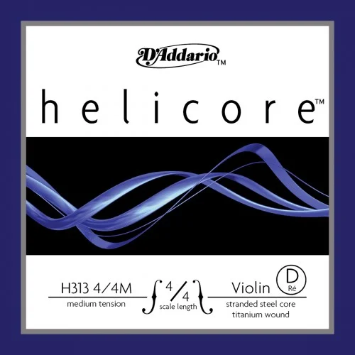 D&rsquo;ADDARIO H313 4/4M – HELICORE CORDE RÉ VIOLON 4/4 MEDIUM FILÉ TITANE