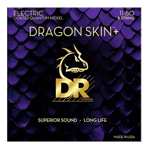 DR STRINGS 11-80 Dragon Skin+ Coated 8 String Heavy