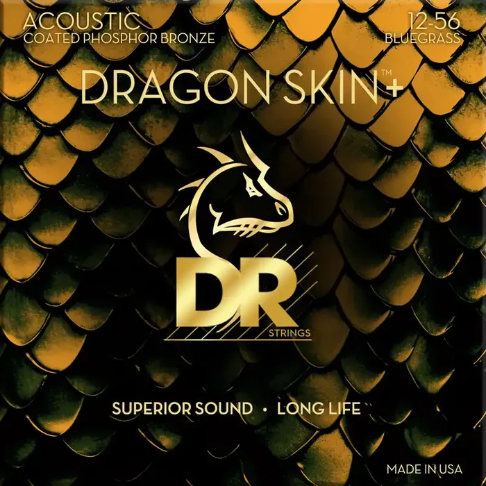DR Strings Dragon Skin+ Coated Phosphor Bronze Bluegrass 12-56 Cordes de guitares acoustiques