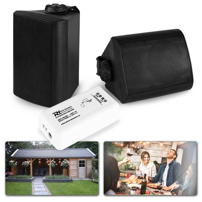 Ensemble Complet d&rsquo;Enceintes Bluetooth 4&Prime; pour Jardin et Terrasse – Noir