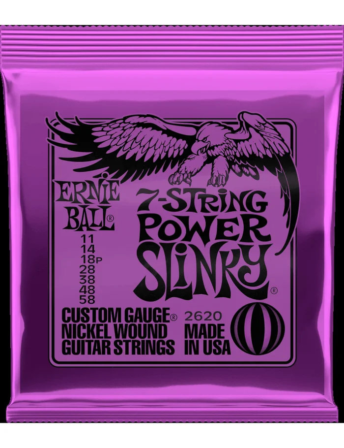ERNIE BALL 2620 7-String Power Slinky Cordes Electriques 7 Nickel 11/58
