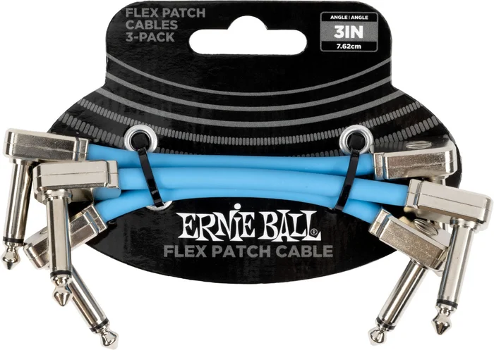 Ernie Ball Cable Patch Flex 7,5Cm – Pack 3 Bleu