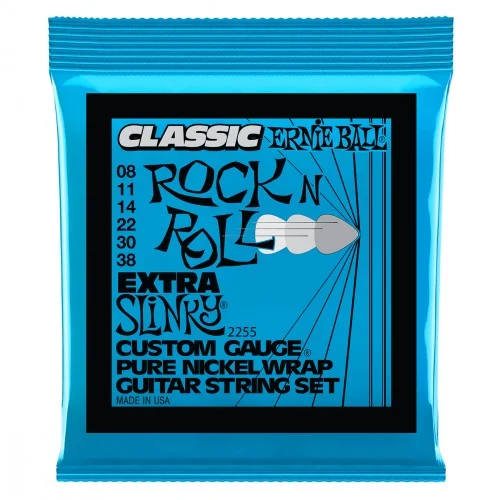 ERNIE BALL ELECTRIC 2255 CLASSIC ROCK N ROLL EXTRA SLINKY 8/38