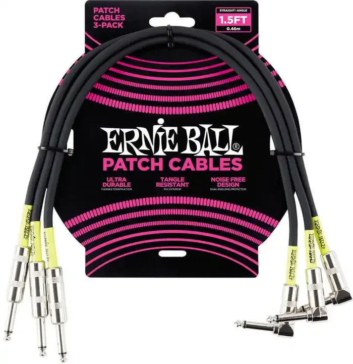 Ernie Ball P06076 45 cm Droit – Angle Câble de patch