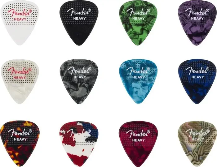 Fender 351 Dotted Celluloid Picks 12-Pack Heavy Médiators