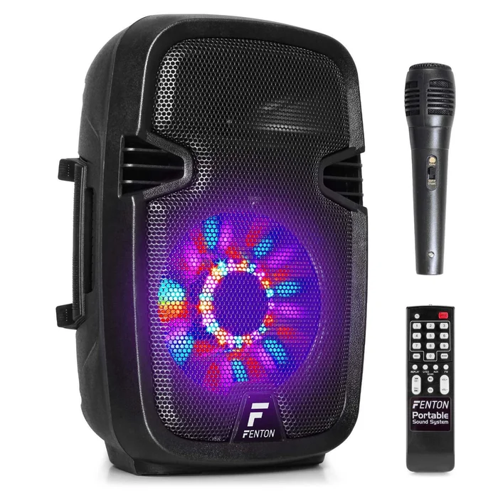 Fenton FT8LED Enceinte Sono Portable avec Batterie 8″ 300W