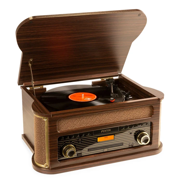 Fenton Memphis Platine Vinyle Bluetooth DAB/FM – Bois Foncé