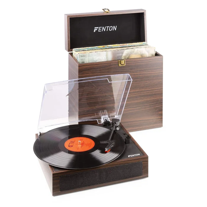 Fenton RP170D Platine Vinyle Bluetooth avec Valise de Rangement – Bois foncé
