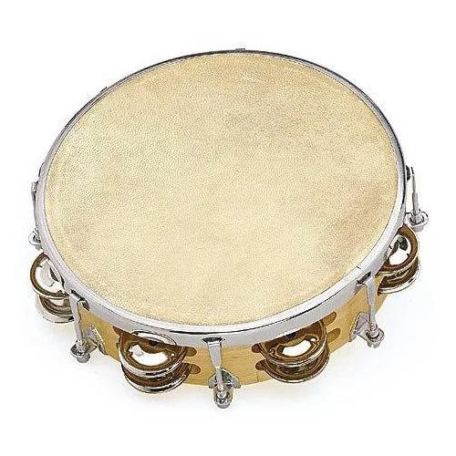 FUZEAU TAMBOURIN PEAU NATURELLE 20 CM + CYMBALETTES