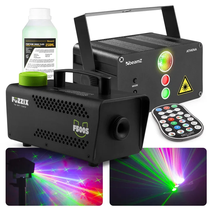 Fuzzix F500S – Machine à Fumée avec Liquide et 2 Lasers et Gobo