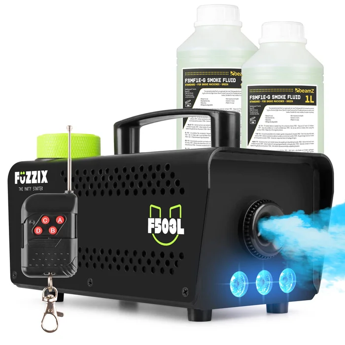 Fuzzix F503L Pack Machine à Fumée 500 Watts avec 3 LEDs RGB – 2L de Liquide
