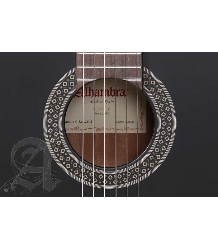 Guitare Classique Alhambra 1C Black Satin + Housse 10 mm – Image 2