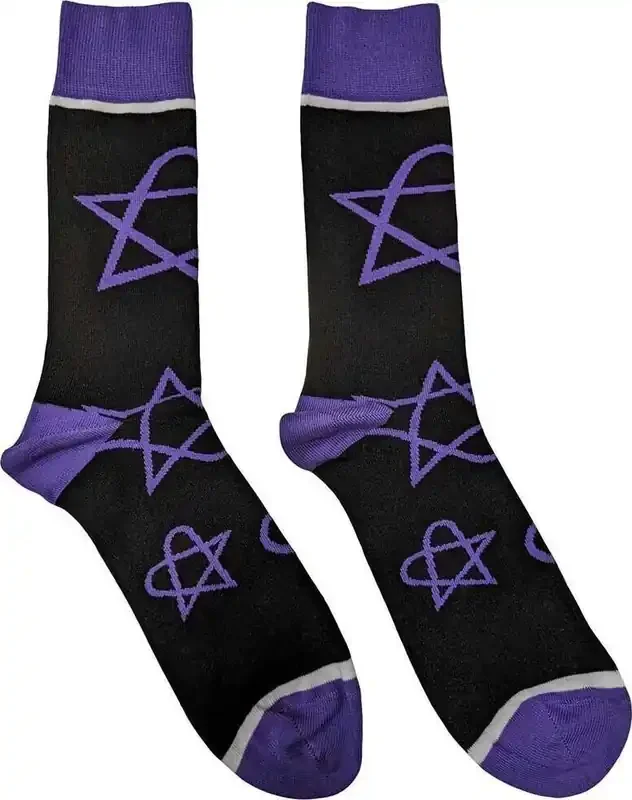 HIM Chaussettes Purple Heartagrams Black 40-45