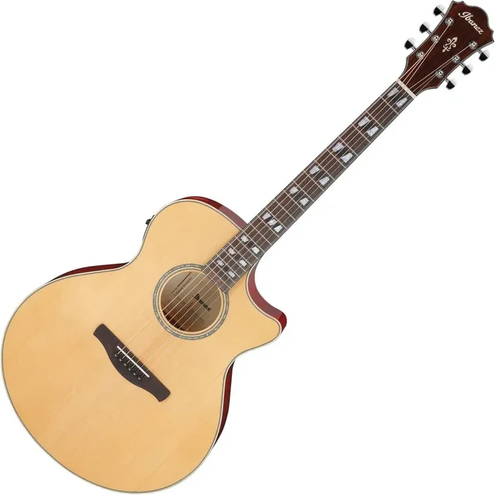 Ibanez AE170-NTR Natural Top/Transparent Red Back and Sides Guitare Jumbo acoustique-électrique