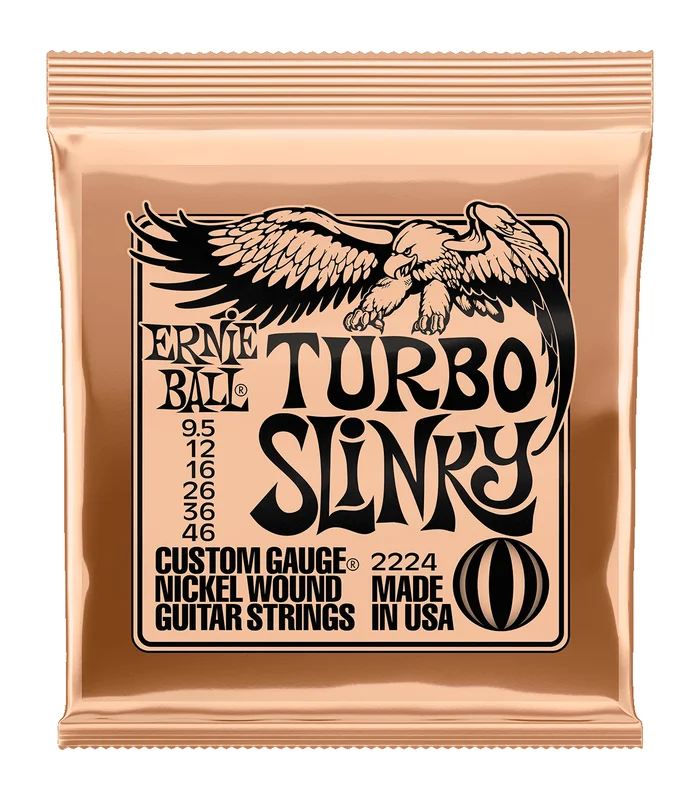 Jeu de Cordes pour Guitare Electrique Ernie Ball 2224 Turbo slinky 9,5-12-16-26-36-46