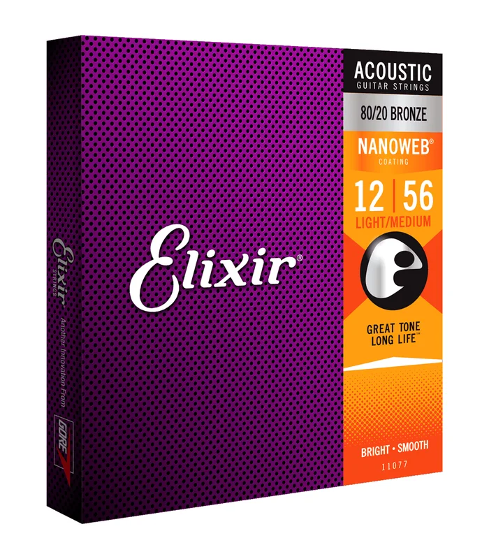 Jeu de Cordes pour Guitare Folk ELIXIR 11077 Medium Light 12-16-24-35-45-56