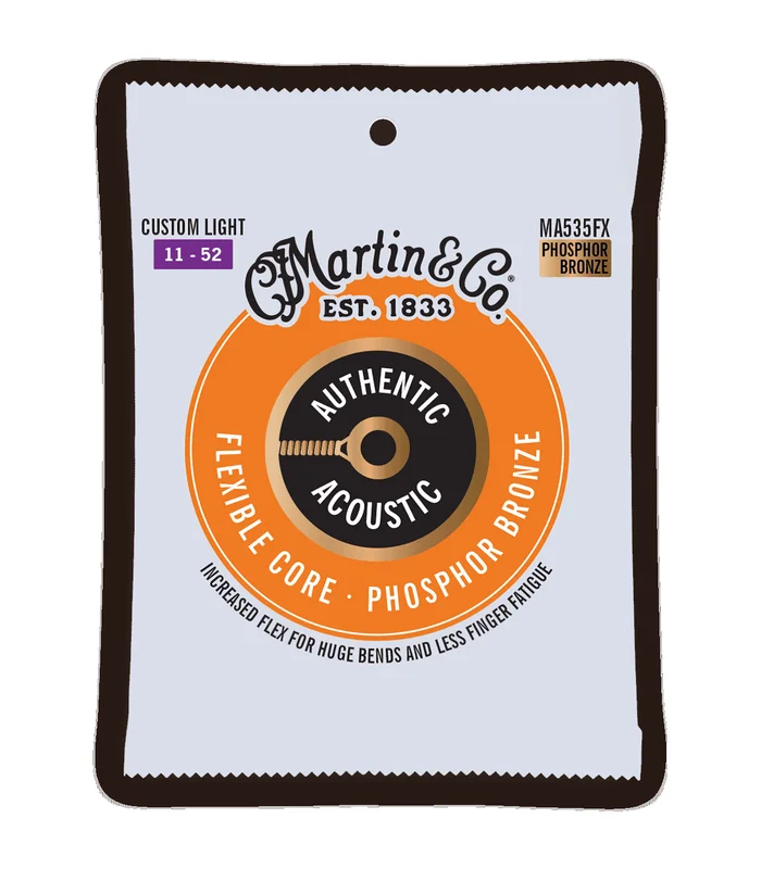 Jeu de Cordes pour Guitare Folk MARTIN & CO MA535FX Flexible Core, Custom Light, 92/8