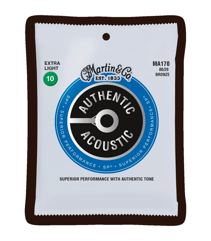 Jeu de Cordes pour Guitare Folk Martin MA170 Bronze – Authentic, Extra Light, 80/20