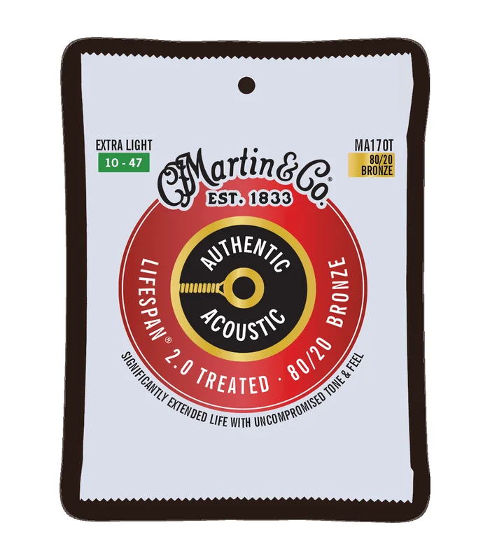 Jeu de Cordes pour Guitare Folk Martin MA170T Bronze – Authentic Treated, Extra Light, 80/20