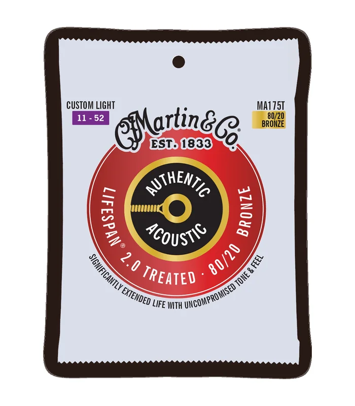 Jeu de Cordes pour Guitare Folk Martin MA175T Bronze – Authentic Treated, Custom Light, 80/20