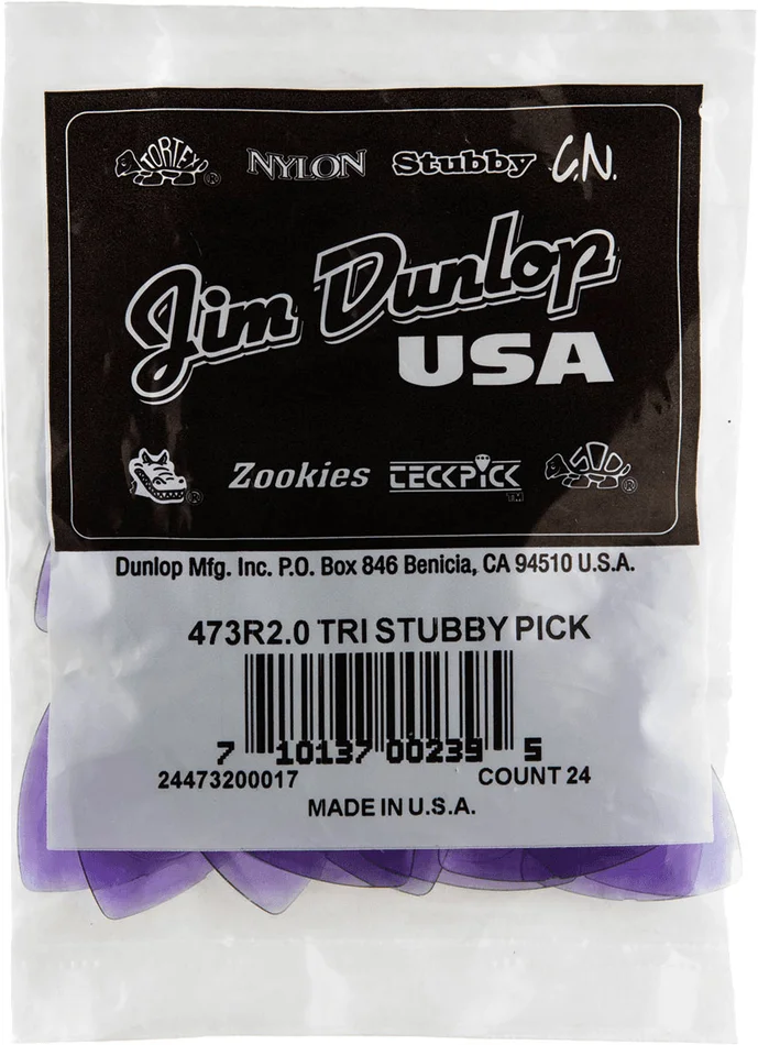 Jim Dunlop Tri Stubby, Sachet De 24, Light Purple, 2.00 Mm