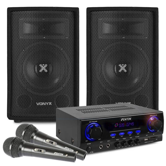 Kit Complet Enceintes avec 2 Microphones et Câbles