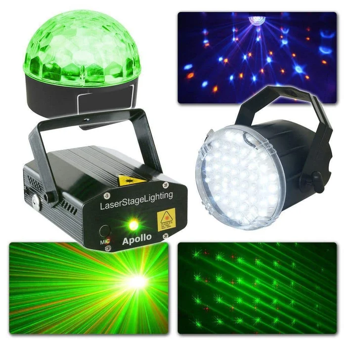 Kit d’Éclairage Complet BeamZ avec Laser, Jeu de Lumière Jelly Ball et Stroboscope