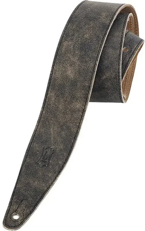 Levy‘s Distressed Leather Courroie de guitare Black & Grey