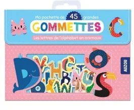 Ma pochette de 45 grandes gommettes. Les lettres de l&rsquo;alphabet en animaux