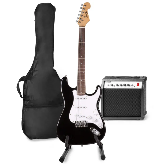Max GigKit – Guitare Électrique Pack Débutant Ampli 40 Watts et Stand – Noire