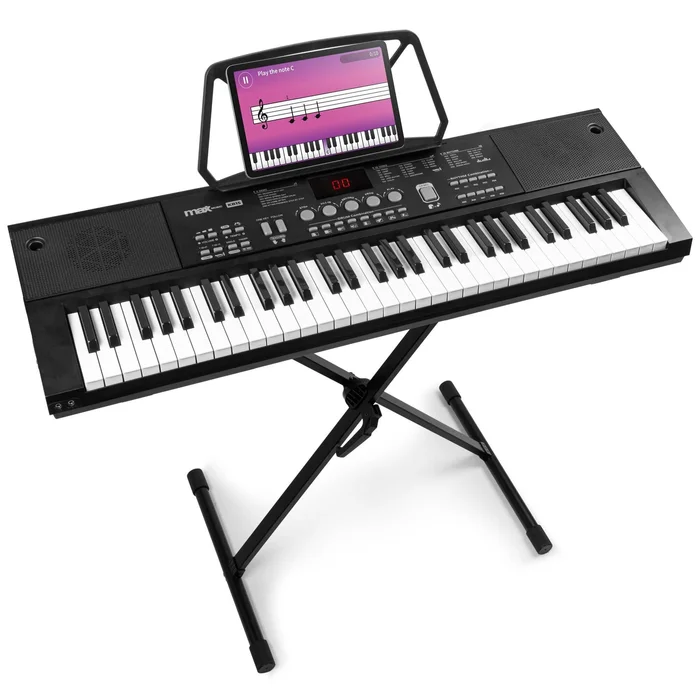 Max KB15 – Clavier Électronique 61 Touches pour Enfant avec Micro & Batterie Longue Durée, Stand Inclus
