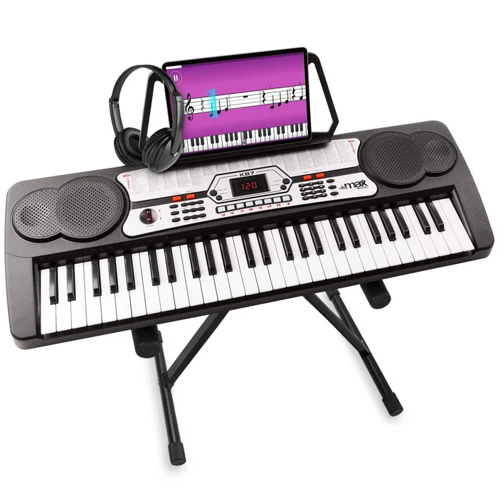 MAX KB7 Clavier Électronique pour Débutant avec Casque Audio et Stand