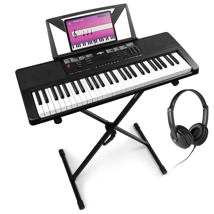 Max Rhapsody54 – Clavier Électronique 54 Touches avec Casque Audio et Stand, Idéal Débutant – Clavier MIDI