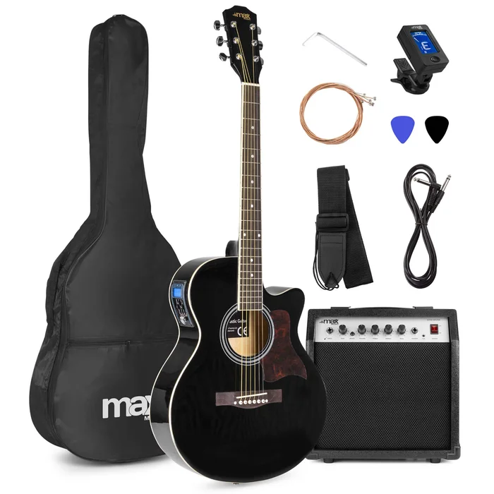Max Showkit – Guitare Électro-Acoustique Pack Débutant Ampli 40 Watts – Noire