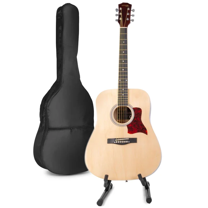 Max SoloJam Western – Guitare Acoustique Pack Débutant avec Stand – Couleur Érable